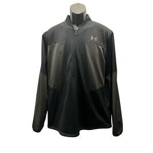 Under Armour Mens Black 1/4 Zip Long Sleeve Pullover Top Size L Polyester Lightw